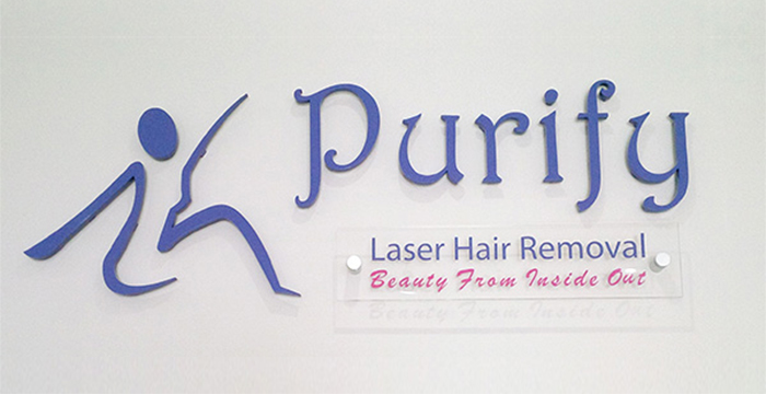 Acrylic Dimensional Letter Signage for Purify LASER HAIR REMOVAL