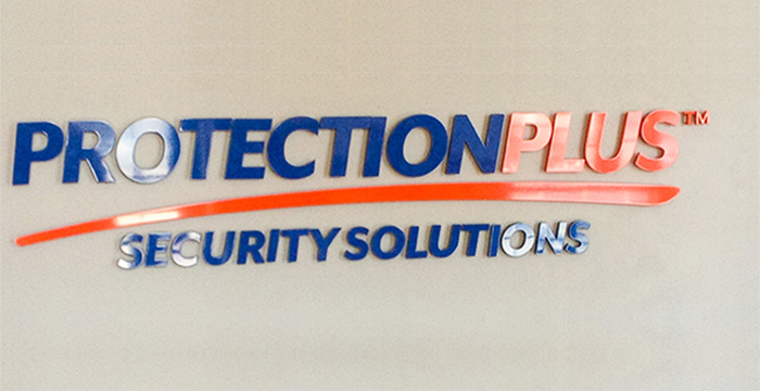 Reception Wall Letters Signage For PROTECTION PLUS SECURITY SOLUTIONS