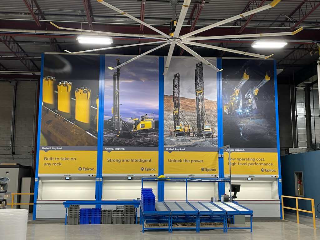 Epiroc Large Banners on Machinery in Vaughan, ON