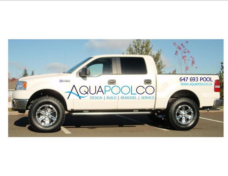Commercial Pickup Truck Vinyl Decals for Aqua Pool Co. in Toronto, ON