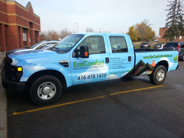 Eco Comfort Pickup Truck Wraps Made by Sign Source Solutions in Concord, ON