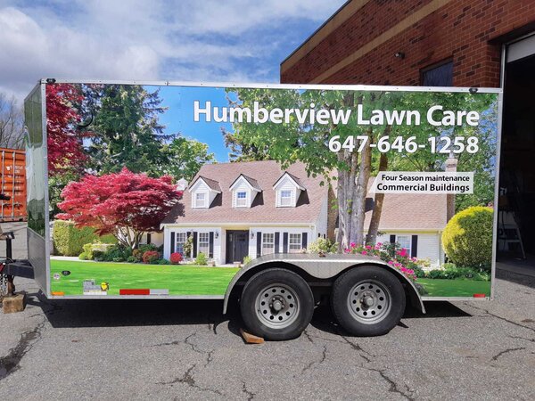 Humberview Lawn Care Trailer Wraps Made by Sign Source Solutions in Vaughan, ON