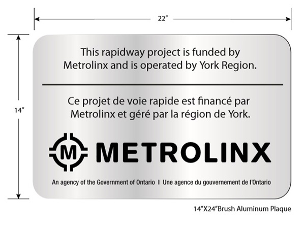 Design of Metrolinx plaque
