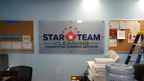 Star Team Cleaning Acrylic Lobby Sign in Vaughan, ON - Sign Source Solution