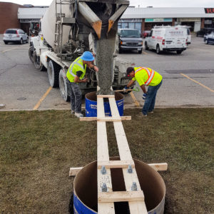 pouring concrete for pylon sign