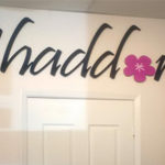 cut-out black acrylic reception sign